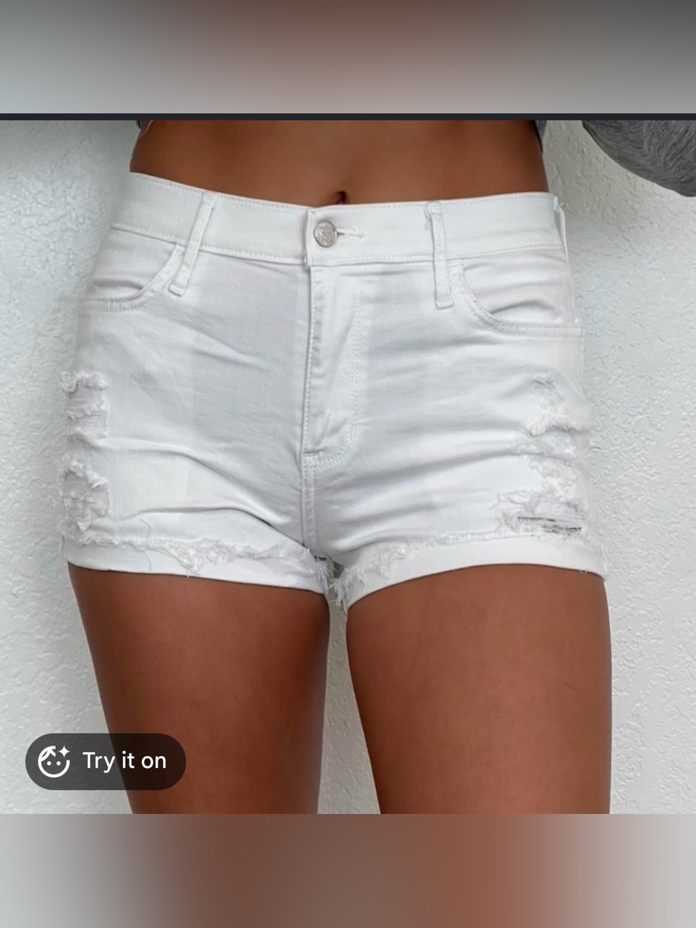 Hollister White Distressed Women's Denim Shorts